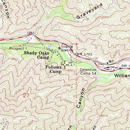 Topographic Map of Follows Camp, CA