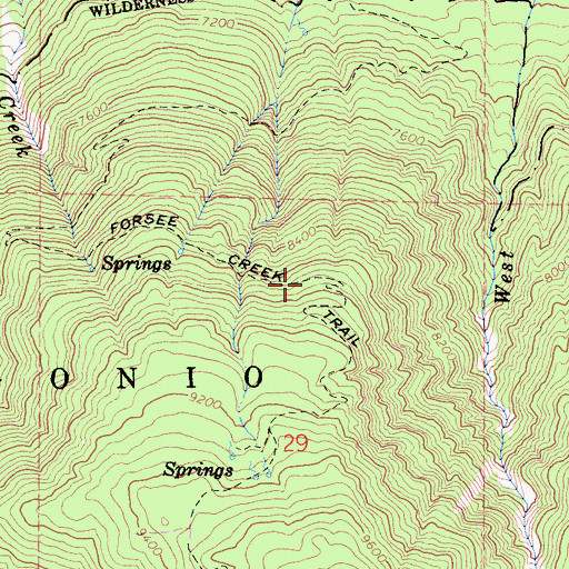 Topographic Map of Forsee Creek Trail, CA