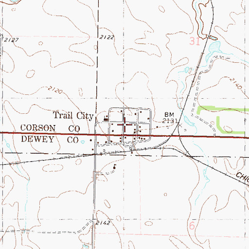 Topographic Map of Trail City Post Office, SD