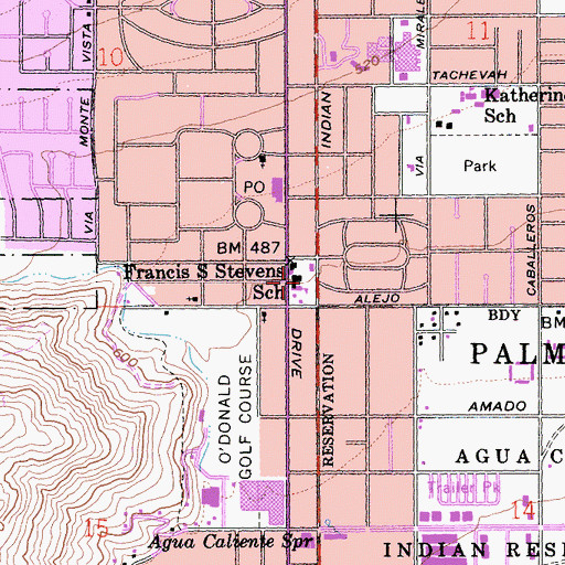 Topographic Map of Francis S Stevens School, CA