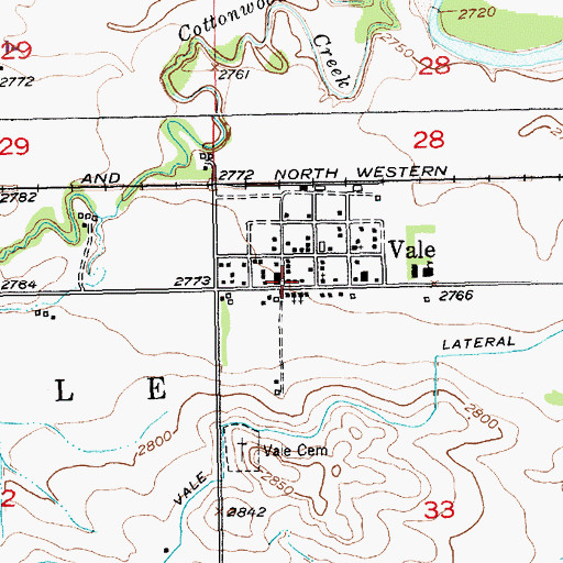 Topographic Map of Vale Post Office, SD