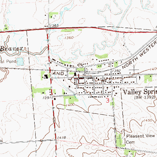 Topographic Map of Valley Springs Post Office, SD