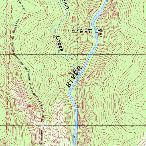 Topographic Map of Freeman Creek, CA