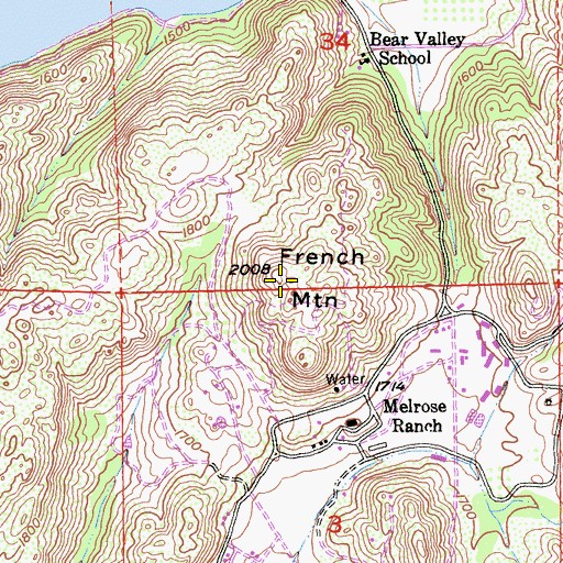Topographic Map of French Mountain, CA