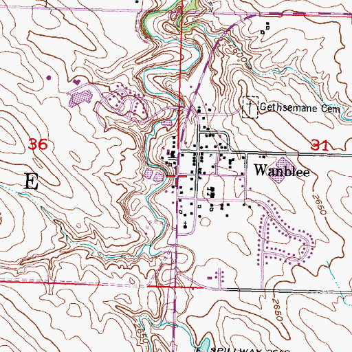 Topographic Map of Wanblee Post Office, SD