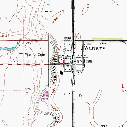 Topographic Map of Warner Post Office, SD