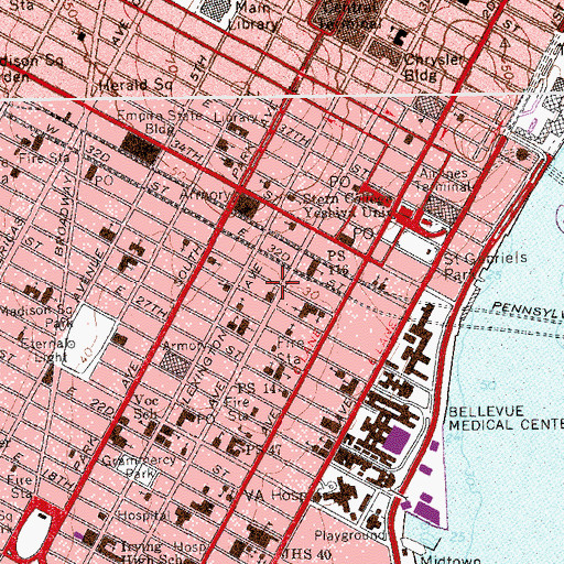 Topographic Map of New York Public Library Kips Bay Library, NY