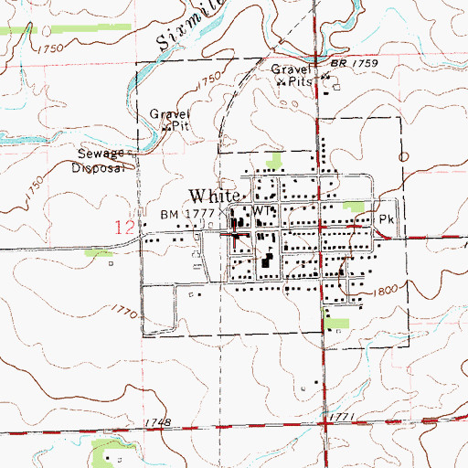 Topographic Map of White Post Office, SD