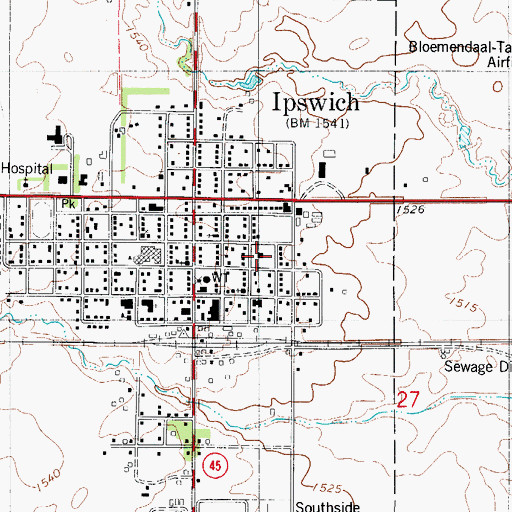 Topographic Map of Edmunds County Courthouse, SD