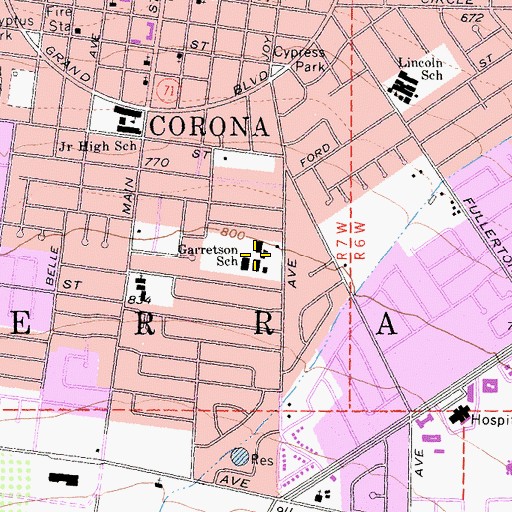 Topographic Map of Garretson Elementary School, CA