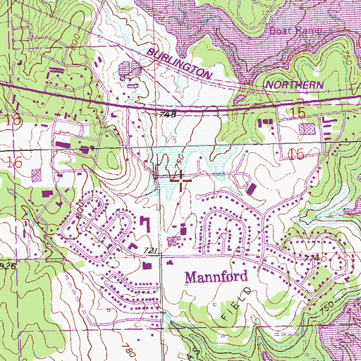 Topographic Map of Mannford Upper Elementary School, OK