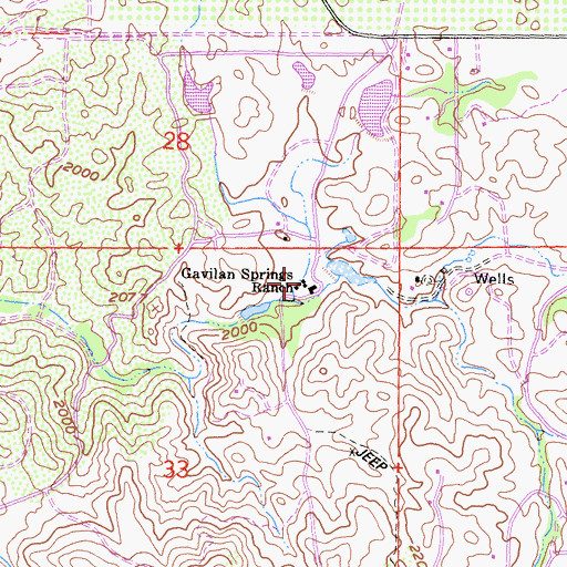 Topographic Map of Gavilan Springs Ranch, CA