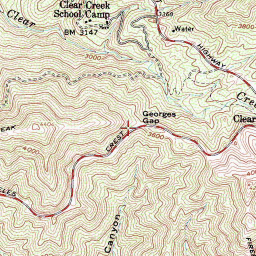 Topographic Map of Georges Gap, CA