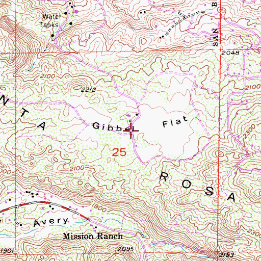 Topographic Map of Gibbe Flat, CA