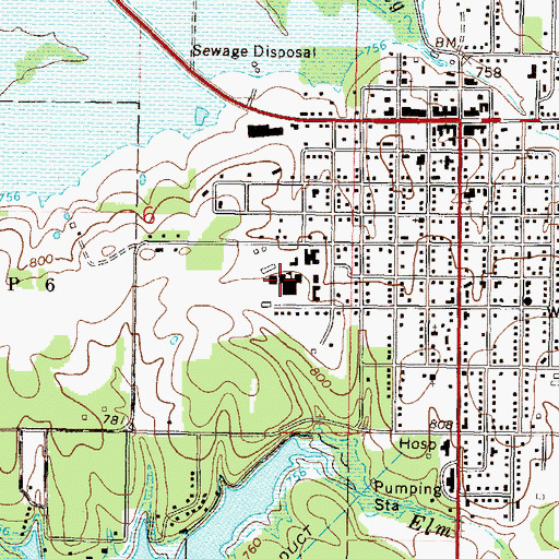 Topographic Map of Grove Lower Elementary School, OK