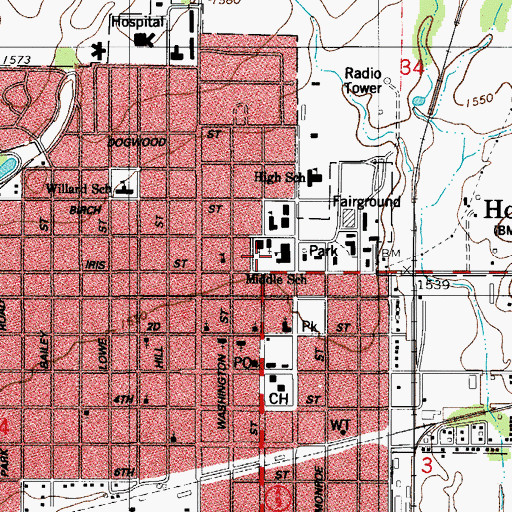 Topographic Map of Hobart Elementary School, OK