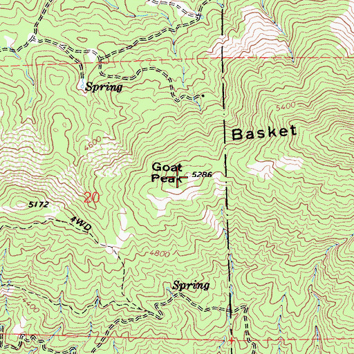 Topographic Map of Goat Peak, CA