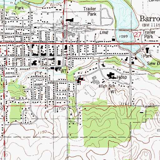Topographic Map of Barron Area Montessori School, WI