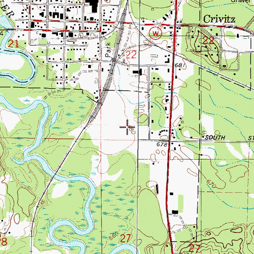 Topographic Map of Crivitz Elementary School, WI