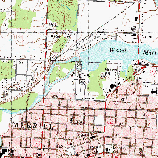 Topographic Map of Merrill Adult Diploma Academy, WI