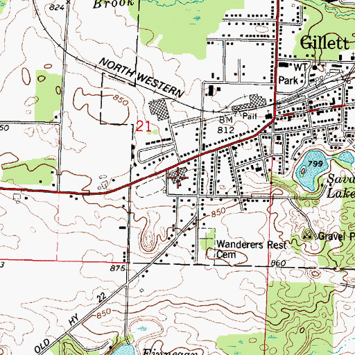 Topographic Map of Gillett High School, WI