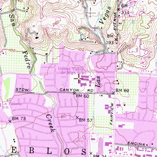 Topographic Map of Goleta Valley Junior High School, CA