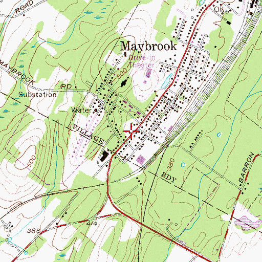 Topographic Map of Maybrook Post Office, NY