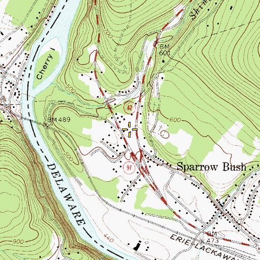 Topographic Map of Sparrow Bush Post Office, NY