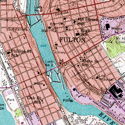 Topographic Map of Fulton Post Office, NY