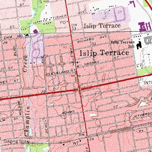 Topographic Map of Islip Terrace Post Office, NY