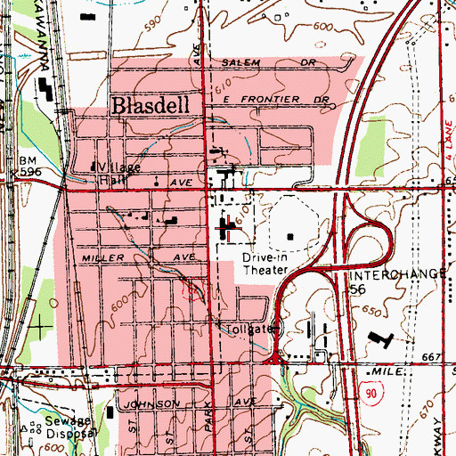 Topographic Map of Blasdell Elementary School, NY