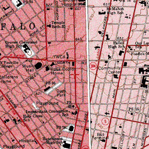 Topographic Map of Elmwood Village Charter School, NY