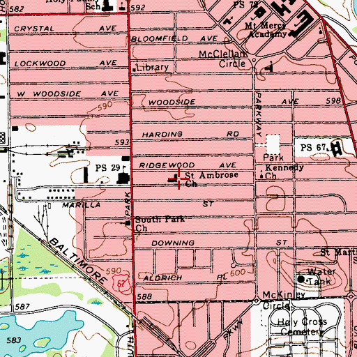 Topographic Map of Saint Ambrose School, NY