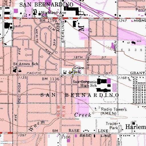 Topographic Map of Grace School, CA