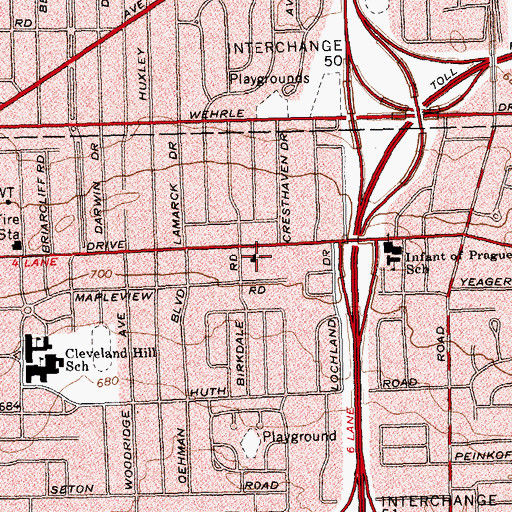 Topographic Map of Cleveland Drive Presbyterian Church, NY