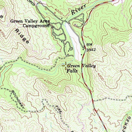 Topographic Map of Green Valley Falls, CA