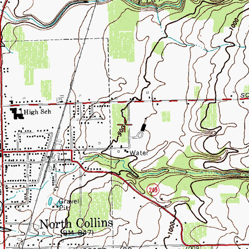 Topographic Map of Wesleyan Church of North Collins, NY