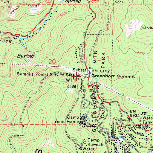Topographic Map of Greenhorn Summit, CA