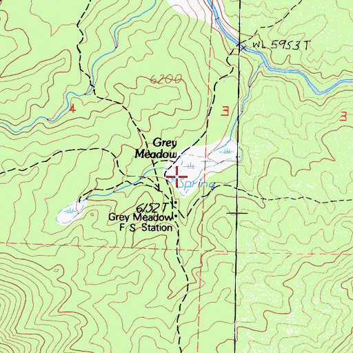 Topographic Map of Grey Meadow, CA