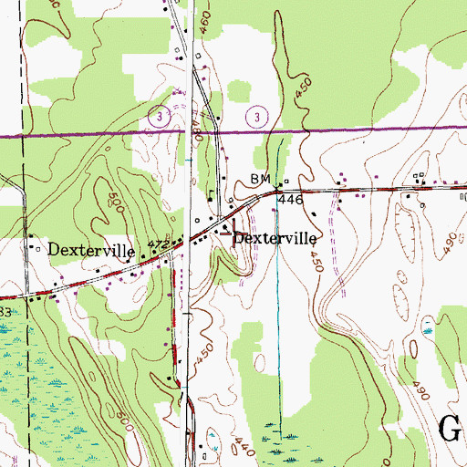 Topographic Map of Dexterville Seventh Day Adventist Church, NY