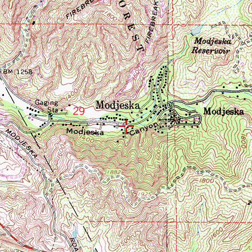 Topographic Map of Harding Canyon, CA