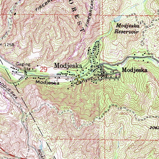 Topographic Map of Harding Canyon, CA