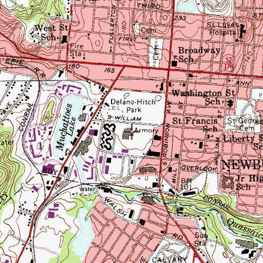 Topographic Map of Newburgh Armory, NY