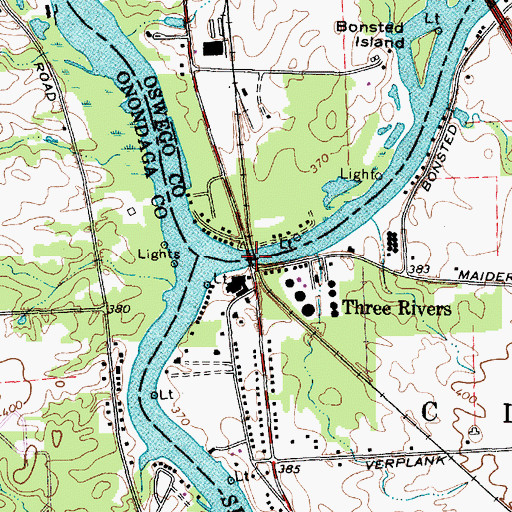 Topographic Map of Oneida River Bridge, NY