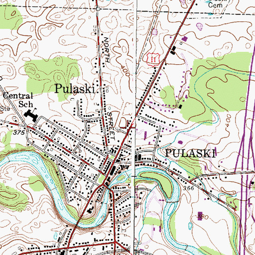 Topographic Map of Pulaski Public Library, NY