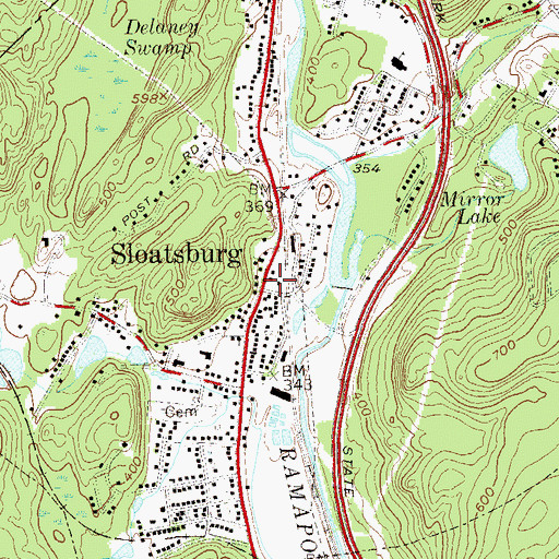 Topographic Map of Sloatsburg Municipal Building, NY
