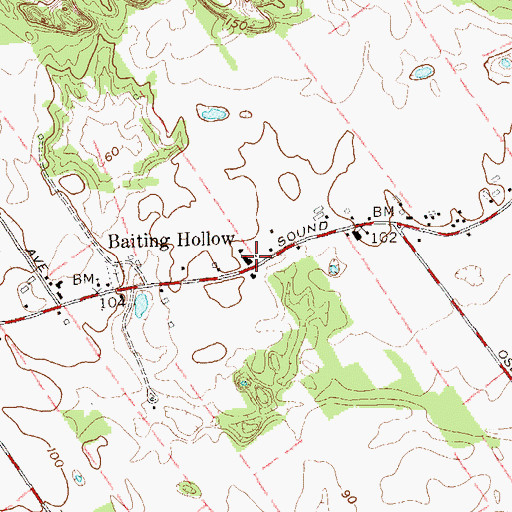 Topographic Map of Baiting Hollow Free Library, NY