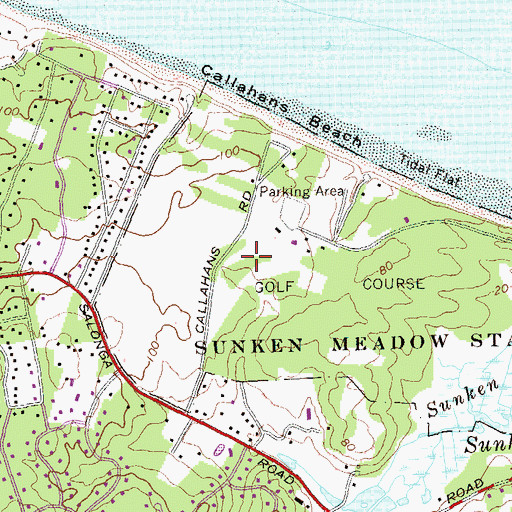 Topographic Map of Sunken Meadow State Park Golf Course, NY