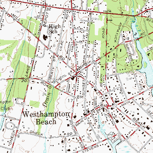 Topographic Map of Westhampton Beach Village Hall, NY