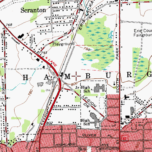 Topographic Map of ElderWood Health Care at Lakewood, NY